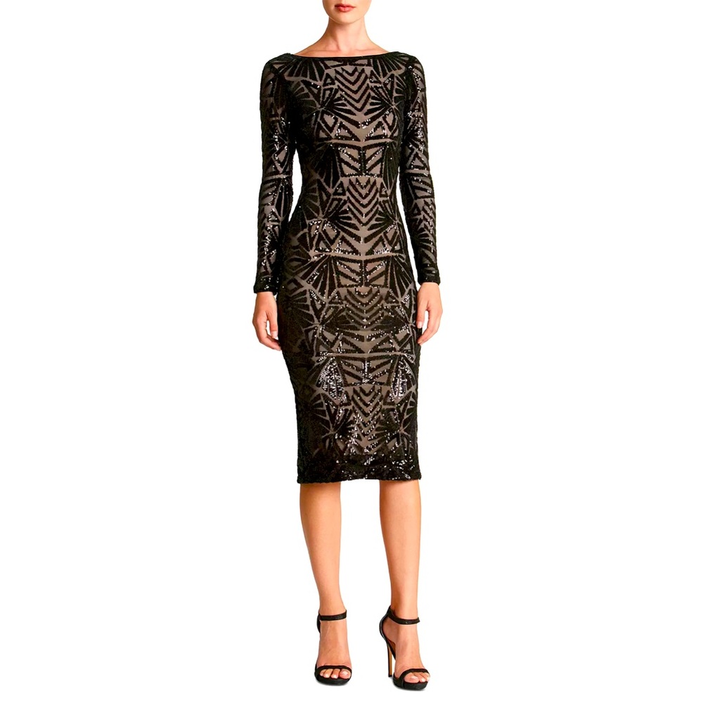 Emery Long Sleeve Sequin Cocktail Dress Dress the Population
